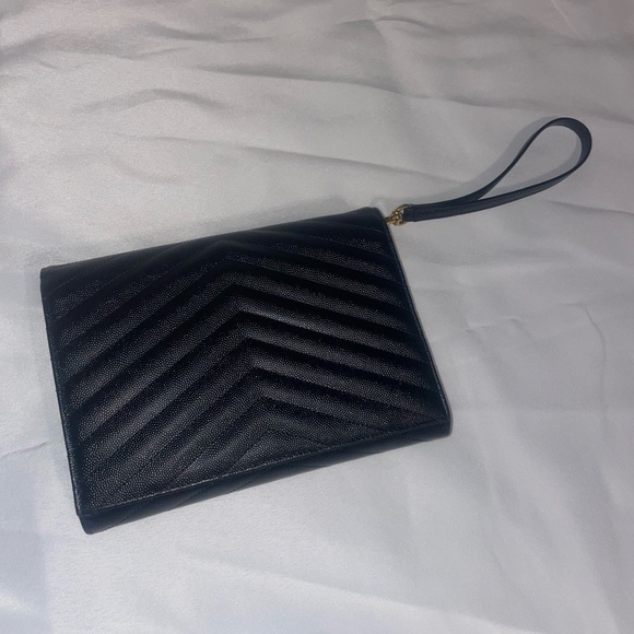 Cassandre Matelassé Flap Pouch, Yves Saint Laurent, YSL wristlet, black - Picture 2 of 7